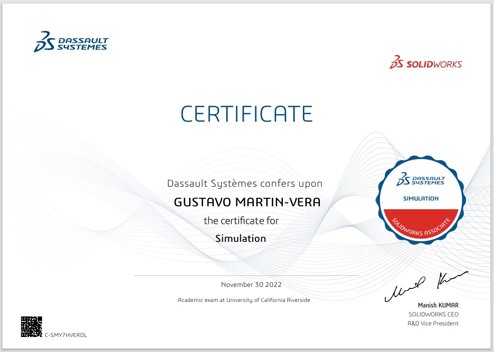 image of solidworks certificate