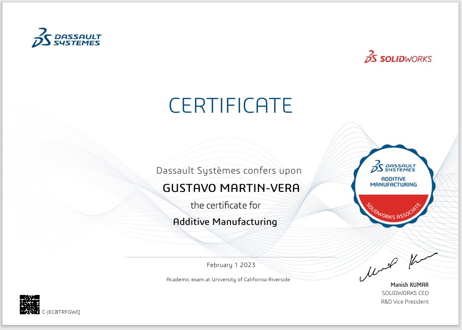 image of solidworks certificate